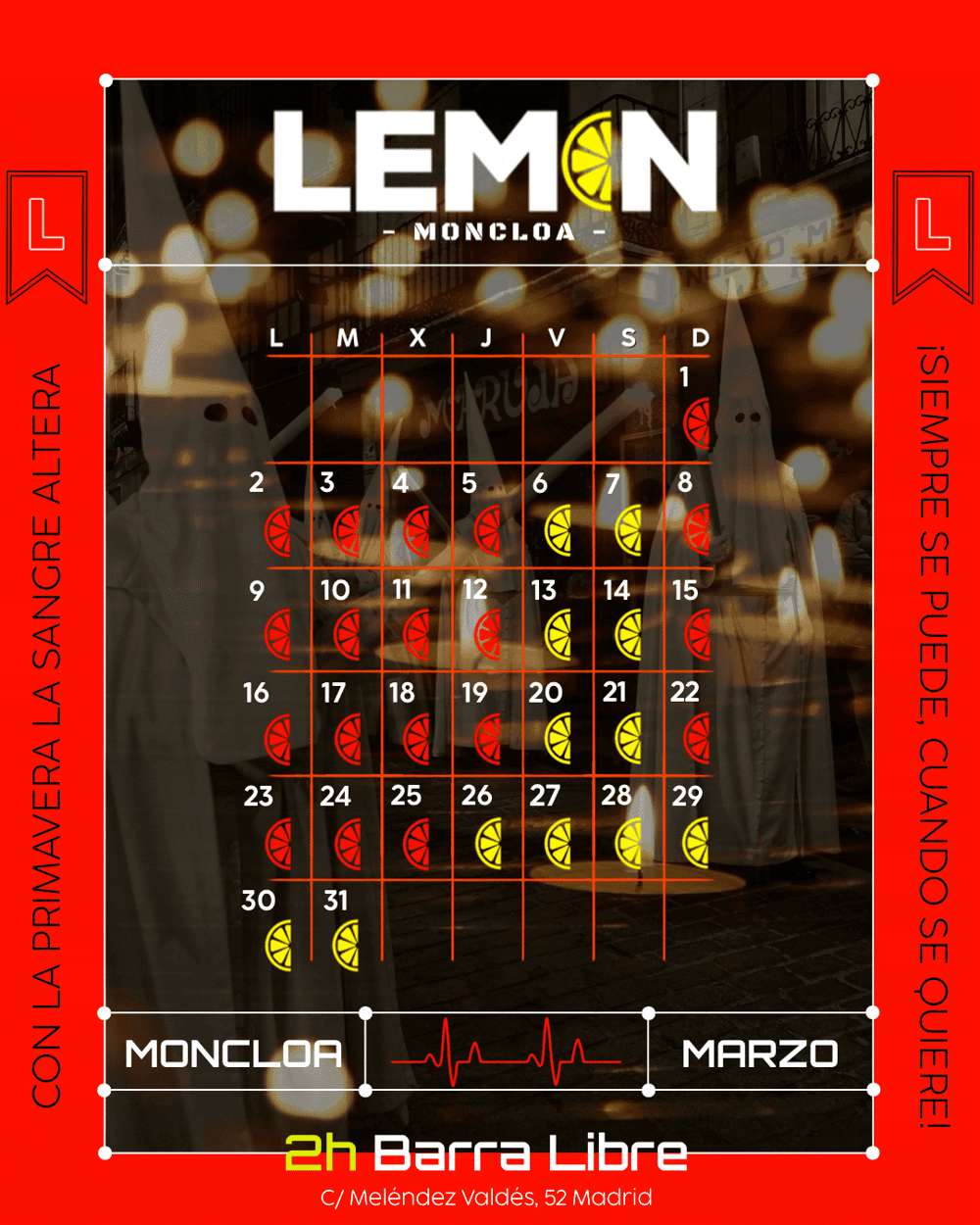 2h Barra Libre Lunes 30 Lemon Moncloa